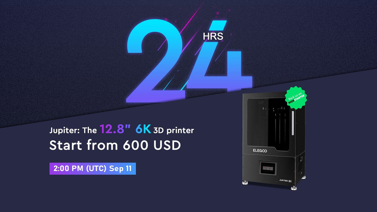 24 Hours Countdown: 2PM (UTC) Sep 11th, ELEGOO Jupiter is launching on Kickstarter!