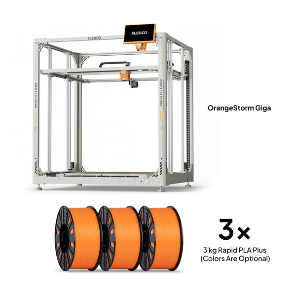 Elegoo OrangeStorm Giga + 3 Rolls of 3 kg Rapid PLA Plus – ELEGOO US