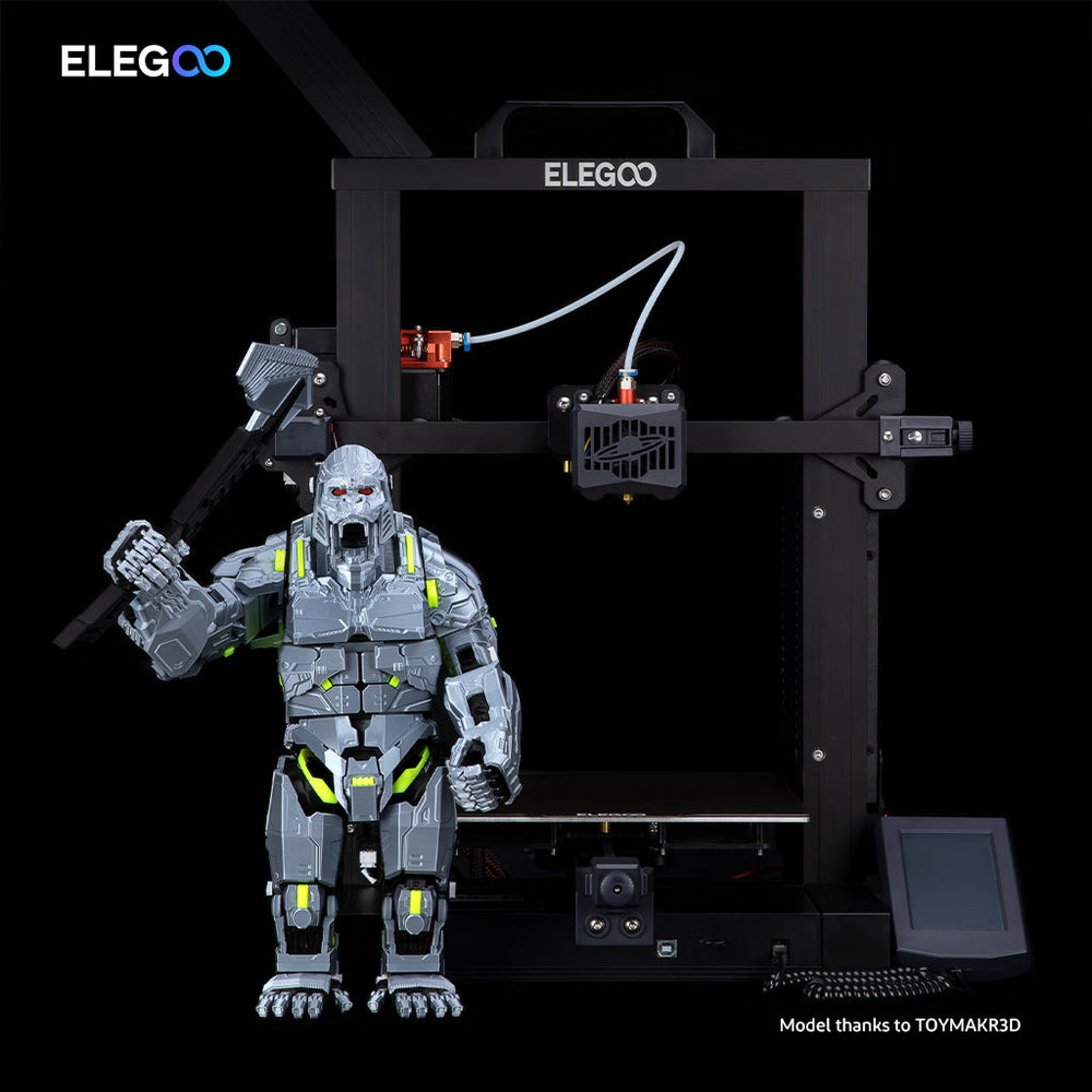 ELEGOO Neptune 3 yazıcıya basılmış model ile üretici görseli