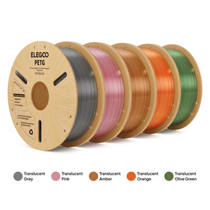 PETG Translucent 5-Color Filament Bundle (5 x 1kg)– Color Pack A