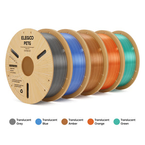 PETG Translucent 5-Color Filament Bundle (5 x 1kg)– Color Pack B