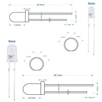 ELEGOO LED Assortment Kit for Arduino (Pack of 600/350, 5 Colors, 3mm and 5mm) Arduino STEM Kits elegoo-shop 