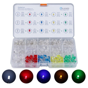 ELEGOO LED Assortment Kit for Arduino (Pack of 600/350, 5 Colors, 3mm and 5mm) Arduino STEM Kits elegoo-shop Pack of 600 