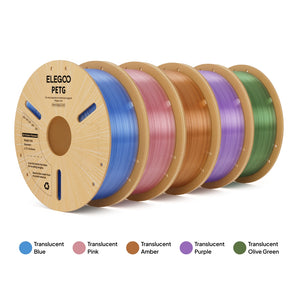 PETG Translucent 5-Color Filament Bundle (5 x 1kg)– Color Pack C