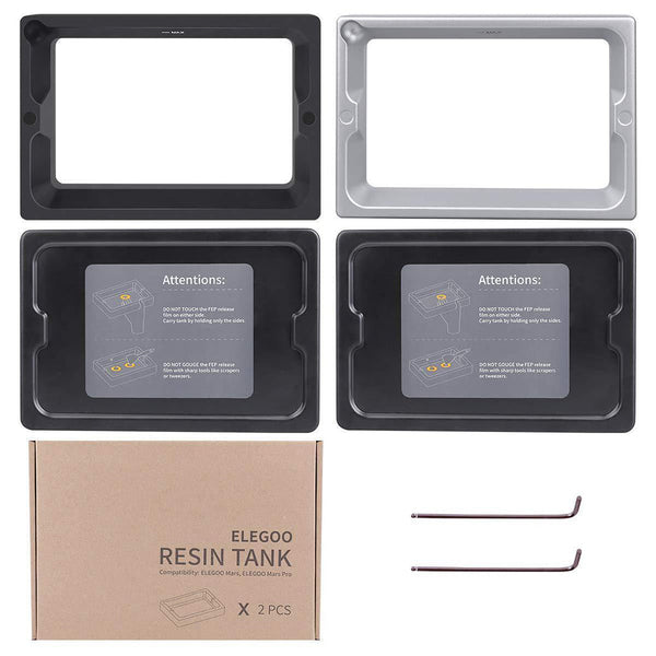 Metal Resin Tank for ELEGOO Mars & Mars 2 Series 3D Printer 2 Pcs 